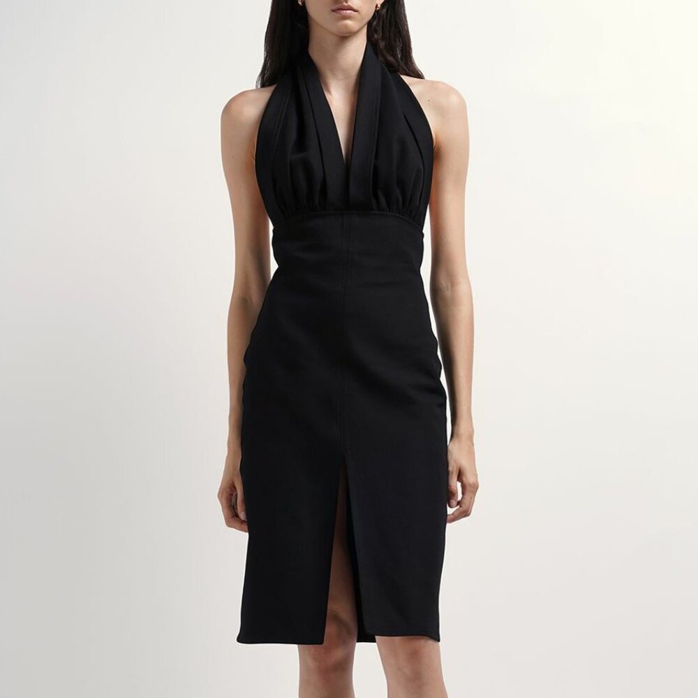 Bottega Veneta Cotton Canvas Halter Dress Black Size IT 38 US 2 NEW NWT